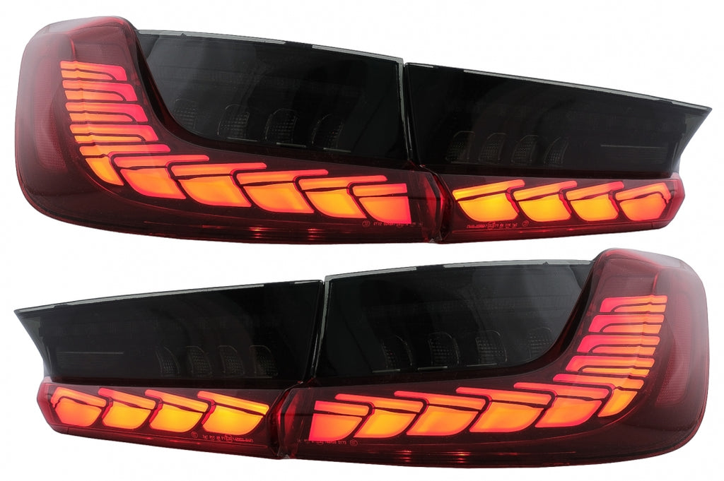 Fanali Posteriori Full LED BMW Serie 3 G20 G28 M3 G80 Sedan (2018-2022) Rosso Fumè con Luce di svolta sequenziale dinamica