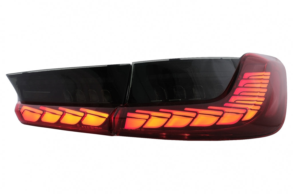 Fanali Posteriori Full LED BMW Serie 3 G20 G28 M3 G80 Sedan (2018-2022) Rosso Fumè con Luce di svolta sequenziale dinamica