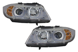 Fari Anteriori 3D LED Angel Eyes BMW E90 E91 (03.2005-08.2008) U-Type Chrome HID