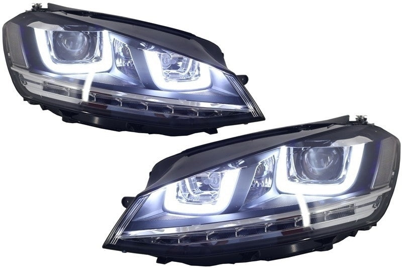 Fari Anteriori 3D LED DRL VW Golf 7 VII (2012-2017) Argento R-Line LED Flowing Dynamic Sequential Turning Lights