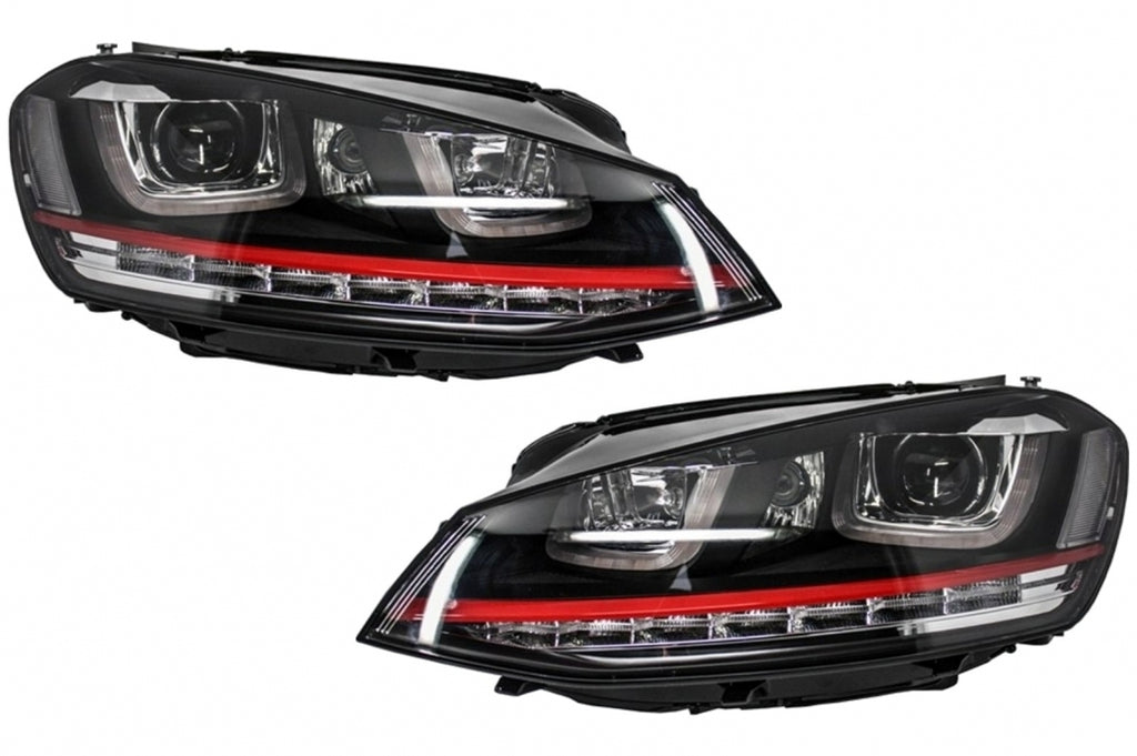 Fari Anteriori 3D LED DRL VW Golf MK7 VII (2012-2017) RED R20 GTI Look LED Luci di svolta seguenziali