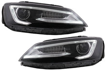 Load image into Gallery viewer, Fari Anteriori LED DRL Dual Beam Lens VW Jetta Mk6 VI (2011-2017) Guida a Destra Bi-Xenon Design con Freccia Sequenziales Nero Housing