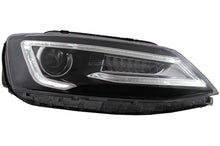 Load image into Gallery viewer, Fari Anteriori LED DRL Dual Beam Lens VW Jetta Mk6 VI (2011-2017) Guida a Destra Bi-Xenon Design con Freccia Sequenziales Nero Housing