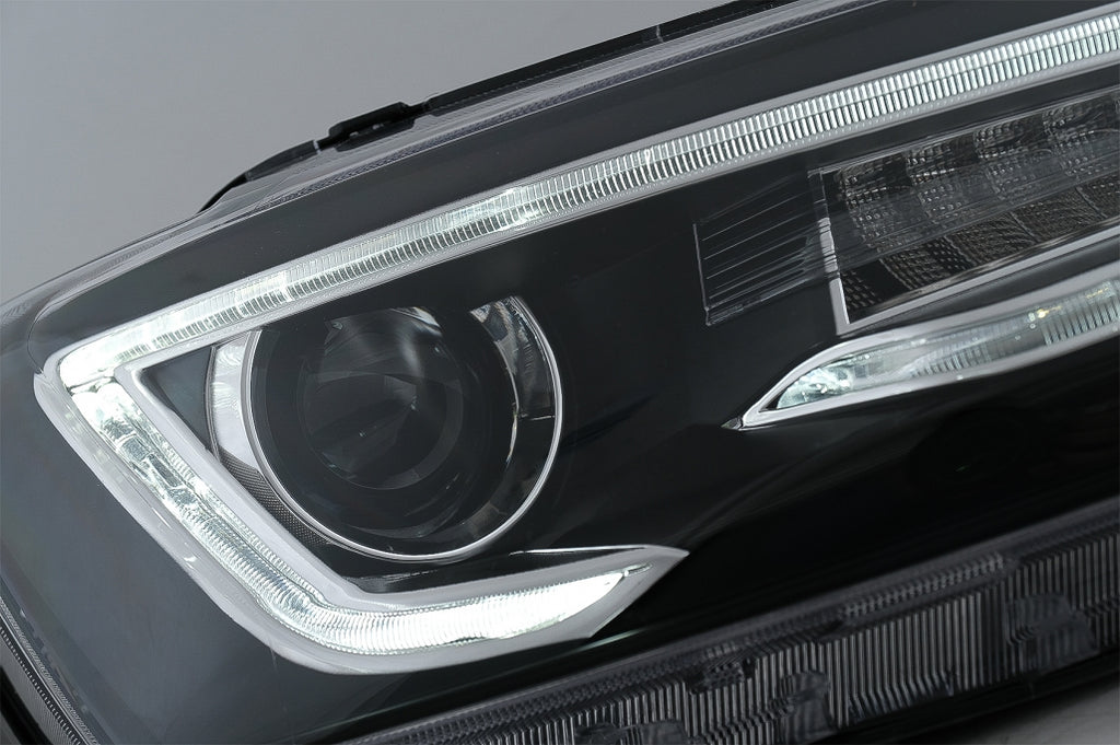 Fari Anteriori LED DRL Dual Beam Lens VW Jetta Mk6 VI (2011-2017) Guida a Destra Bi-Xenon Design con Freccia Sequenziales Nero Housing