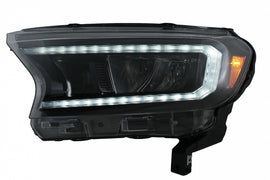 Fari Anteriori LED Light Bar Ford Ranger (2015-2020) LHD Full nero Housing with Sequential Dynamic Turning Lights