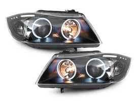 Fari Anteriori BMW Serie 3 E90 E91 (03.2005-08.2008) Angel Eyes CCFL Nero