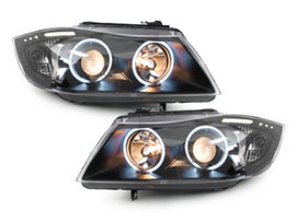 Fari Anteriori BMW Serie 3 E90 E91 (03.2005-08.2008) Angel Eyes CCFL Nero