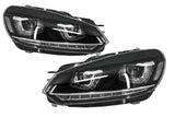 Fari Anteriori VW Golf MK6 VI (2008-2013) Golf 7 3D LED DRL U-Design LED Flowing Turning Light Chrome