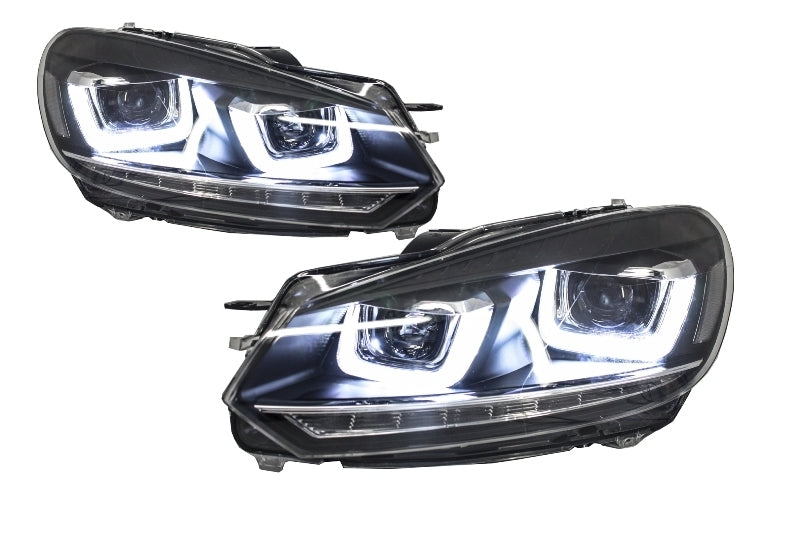 Fari Anteriori VW Golf MK6 VI (2008-2013) Golf 7 3D LED DRL U-Design LED Flowing Turning Light Chrome