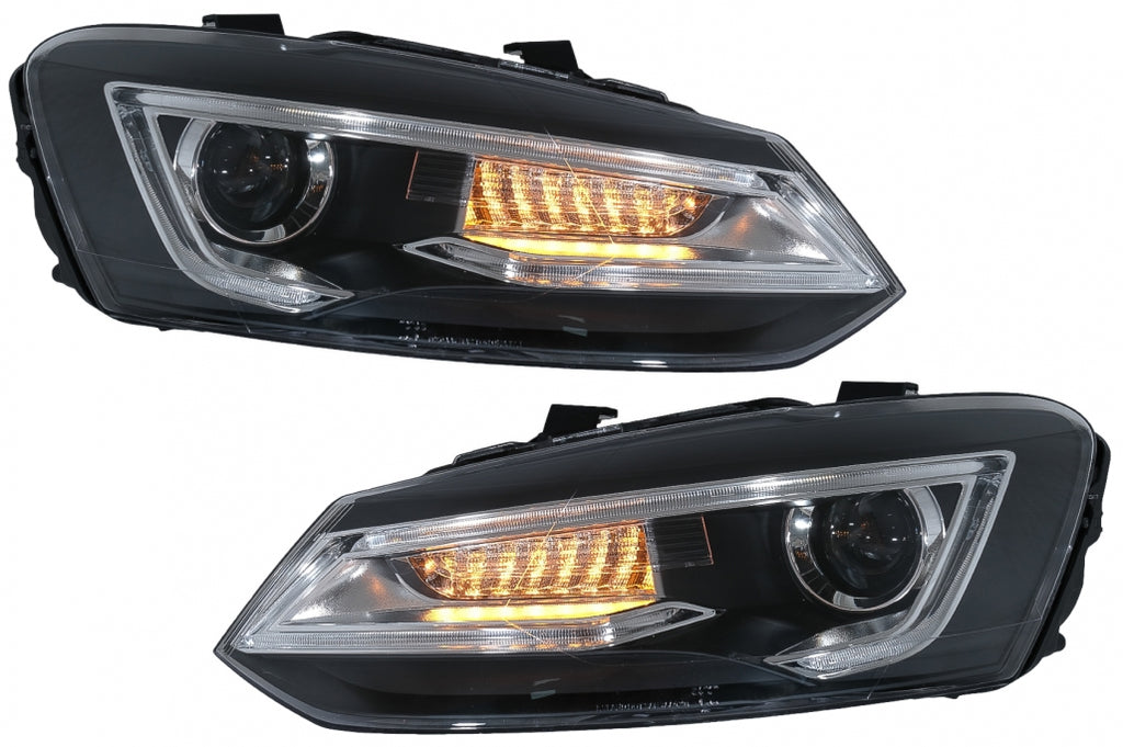 Fari Anteriori VW Polo MK5 6R 6C 61 (2011-2017) LED Light Bar Devil Eye Look Guida a Destra