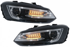 Fari Anteriori VW Polo MK5 6R 6C 61 (2011-2017) LED Light Bar Devil Eye Look Guida a Destra