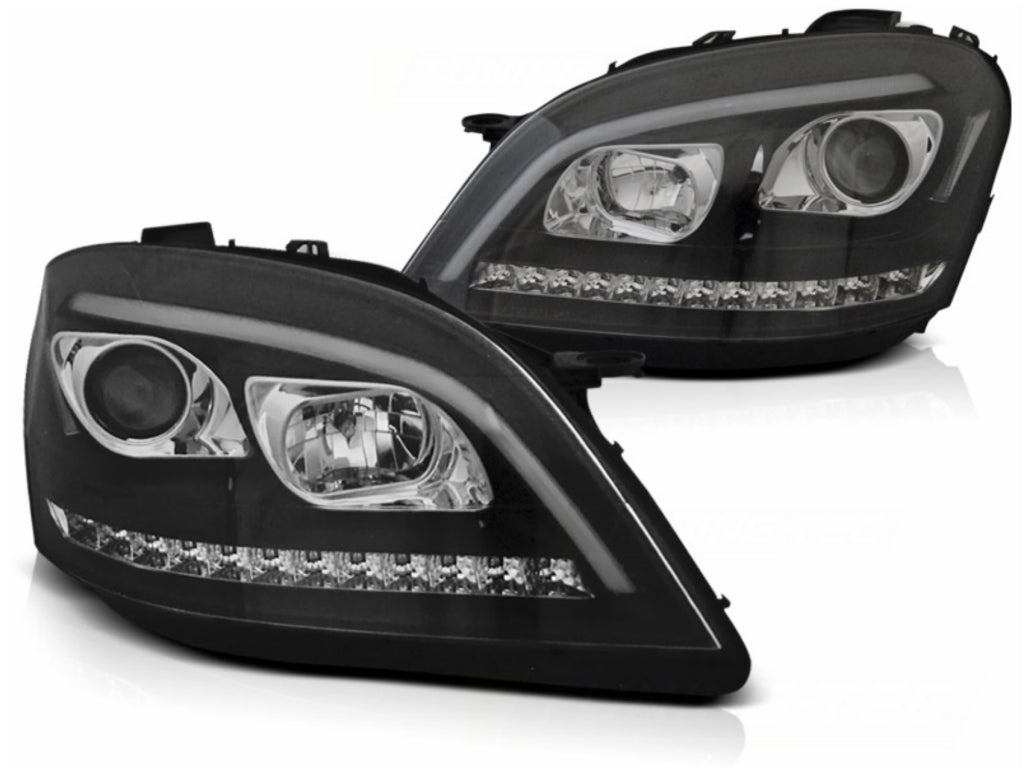 Fari Anteriori Tube Light Mercedes M-Class W164 (2005-2008) Nero con Freccia Sequenziales