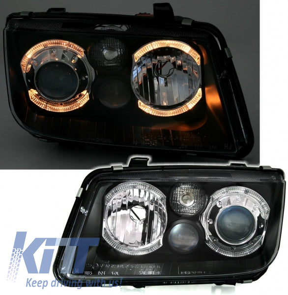 LED Fari Anteriori Angel Eyes VW Bora (09.1998-07.2005) 2 Halo Rims nero