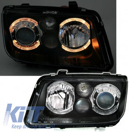 LED Fari Anteriori Angel Eyes VW Bora (09.1998-07.2005) 2 Halo Rims nero