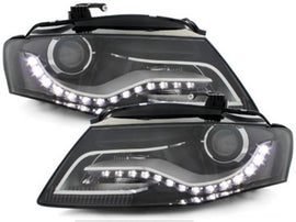 Fari Anteriori LED DRL Audi A4 B8 8K (04.2008-2011) con Daytime Running Lights Nero
