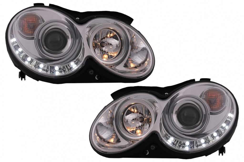 LED DRL Fari Anteriori Mercedes CLK W209 C209 Coupe A209 Cabrio (2003-2010) Chrome