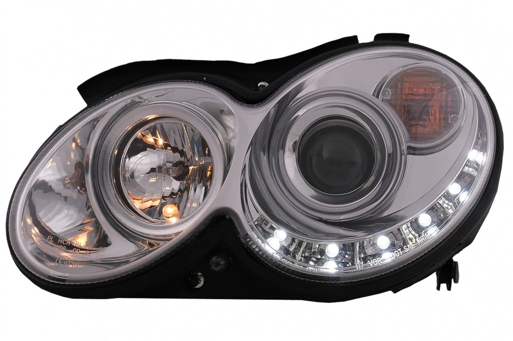 LED DRL Fari Anteriori Mercedes CLK W209 C209 Coupe A209 Cabrio (2003-2010) Chrome