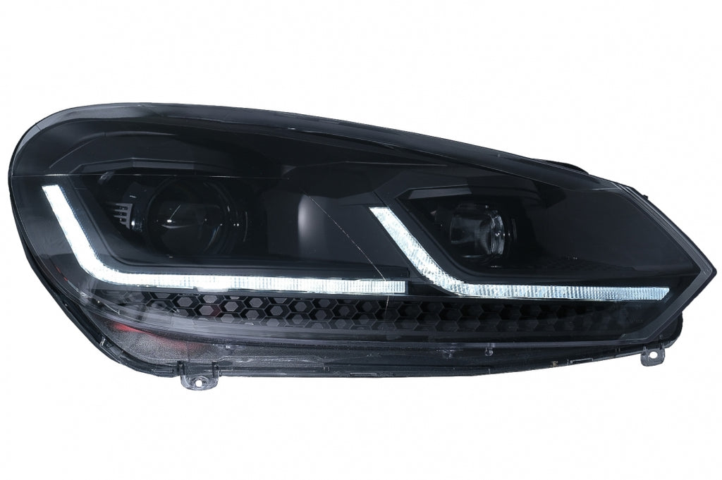 LED Fari Anteriori VW Golf 6 (2008-2013) with Facelift G7.5 Look nero Flowing Dynamic Sequential Turning Lights LHD