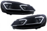 LED Fari Anteriori VW Golf 6 VI (2008-2013) With Facelift G7.5 Look Argento Flowing Dynamic Sequential Turning Lights