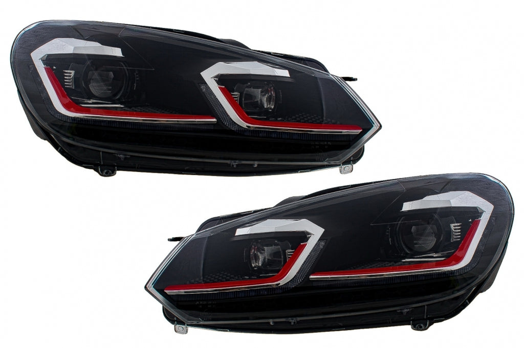 Fari Anteriori LED VW Golf MK6 VI (2008-2013) con Facelift MK7.5 GTI Look Red Flowing Luce di svolta sequenziale dinamica Guida a Sinistra