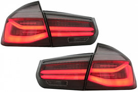 Fanali Posteriori LED M Look Nero Line BMW Serie 3 F30 Pre LCI e LCI (2011-2019) Rosso Fumè Conversione in LCI Design con Luce di svolta sequenziale dinamica