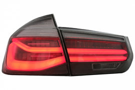 Fanali Posteriori LED M Look Nero Line BMW Serie 3 F30 Pre LCI e LCI (2011-2019) Rosso Fumè Conversione in LCI Design con Luce di svolta sequenziale dinamica