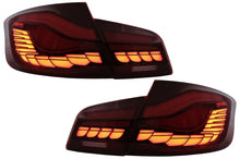 Carica l&#39;immagine nel visualizzatore di Gallery, Fanali Posteriori LED BMW Serie 5 F10 (2011-2017) Red Clear con Luce di svolta sequenziale dinamica