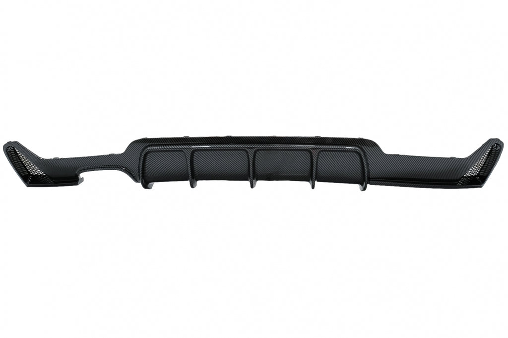 Diffusore Paraurti Posteriore BMW Serie 4 F32 F33 F36 (2013-2019) Coupe Cabrio M Performance Design Pellicola Carbonio Coating Doppia Uscita Sinistra