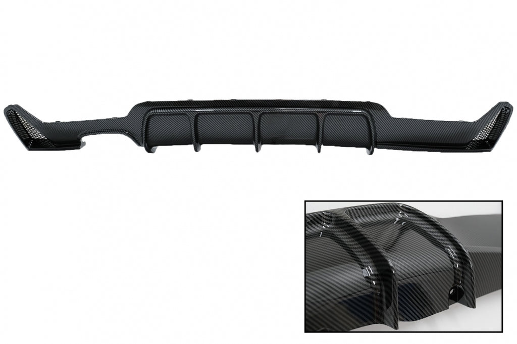 Diffusore Paraurti Posteriore BMW Serie 4 F32 F33 F36 (2013-2019) Coupe Cabrio M Performance Design Pellicola Carbonio Coating Doppia Uscita Sinistra