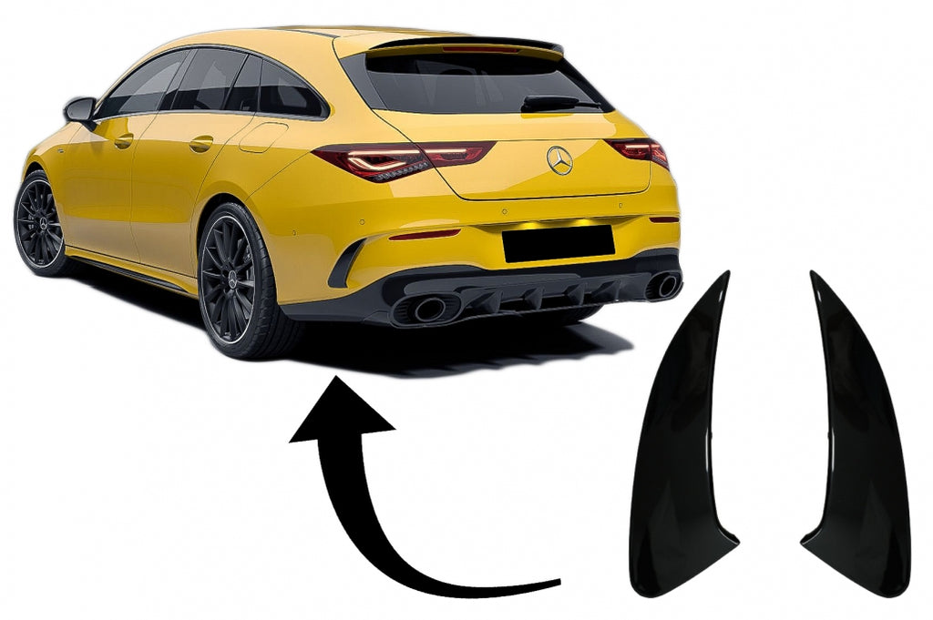 Pinne Laterali Paraurti Posteriore Mercedes CLA Shooting Brake X118 CLA Coupe C118 (2019+) Nero Lucido CLA 45S Design