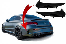 Pinne Laterali Paraurti Posteriore Mercedes Classe C C205 A205 (2014-2018) Coupe Cabriolet Nero Lucido