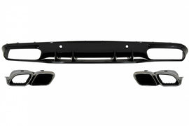 Diffusore Paraurti Posteriore Mercedes Classe C C205 A205 Coupe Cabriolet (2014-2019) Facelift C63S Design Silver Tips