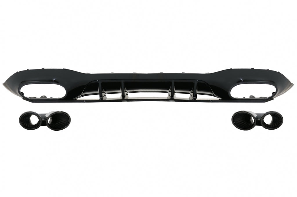 Diffusore Paraurti Posteriore Mercedes Classe A W177 Hatchback (2018+) Nero Con finalini di scarico