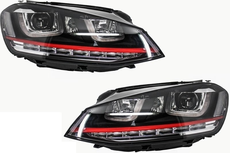 Fari Anteriori Guida a Destra 3D LED DRL VW Golf MK7 VII (2012-2017) RED R20 GTI Look LED Flowing Luce di svolta sequenziale dinamica