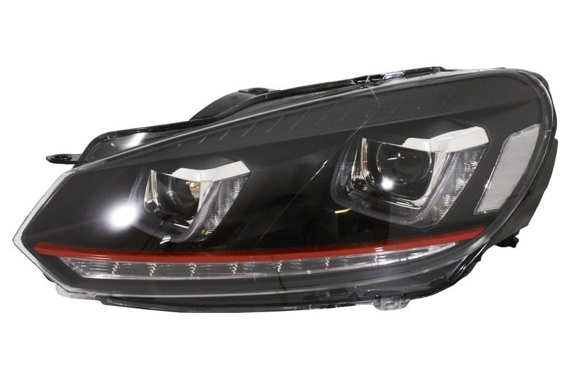 RHD Fari Anteriori VW Golf 6 VI (2008-2013) Golf 7 3D LED DRL U-Design LED Flowing Turning Light Red Stripe