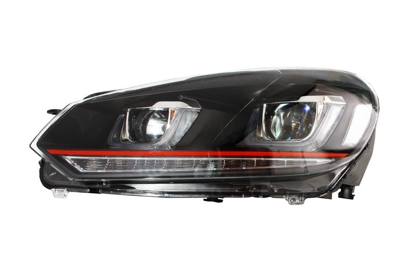 RHD Fari Anteriori VW Golf 6 VI (2008-2013) Golf 7 3D LED DRL U-Design LED Flowing Turning Light Red Stripe