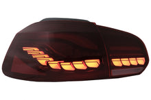 Carica l&#39;immagine nel visualizzatore di Gallery, Fanali Posteriori Full LED VW Golf MK6 VI (2008-2013) Rosso Fumè con Luci di svolta dinamiche sequenziali (Guida a Sinistra e Guida a Destra)
