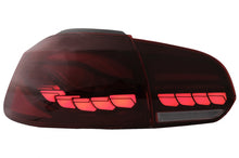 Carica l&#39;immagine nel visualizzatore di Gallery, Fanali Posteriori Full LED VW Golf MK6 VI (2008-2013) Rosso Fumè con Luci di svolta dinamiche sequenziali (Guida a Sinistra e Guida a Destra)