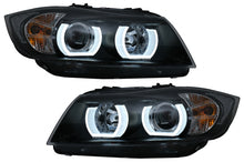 Carica l&#39;immagine nel visualizzatore di Gallery, Fari Anteriori U-LED 3D  Halogeni BMW Serie 3 E90 Limousine E91 Touring (03.2005-08.2008) Guida a Sinistra Nero