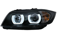 Carica l&#39;immagine nel visualizzatore di Gallery, Fari Anteriori U-LED 3D  Halogeni BMW Serie 3 E90 Limousine E91 Touring (03.2005-08.2008) Guida a Sinistra Nero