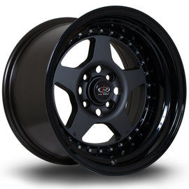 Cerchio in Lega Rota Kyusha 15x9 4x100 ET0 Gunmetal Gloss Black Lip