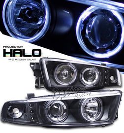 Mitsubishi Galant 97-04 Fari Anteriori Angel Eye Neri