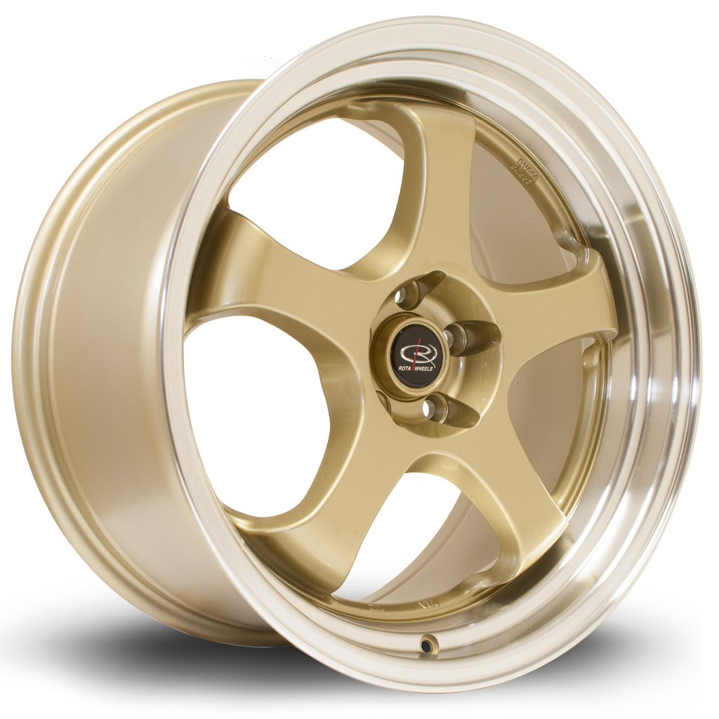 Cerchio in Lega Rota D2EX 18x9.5 5x114.3 ET12 Gold Polished Lip