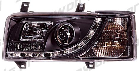 VW T4 90-95 Fari Anteriori R8 Style a LED Neri V1