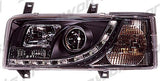 VW T4 90-95 Fari Anteriori R8 Style a LED Neri V1