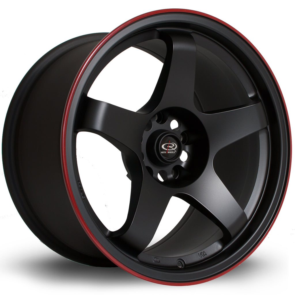 Cerchio in Lega Rota GTR 17x9.5 5x114.3 ET30 Flat Black Red Lip