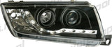 Skoda Fabia 00-04 Fari Anteriori R8 Style a LED Neri V1