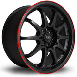 Cerchio in Lega Rota Fighter 17x8 5x100/114.3 ET48 Flat Black Red Lip