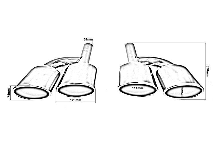 Terminali di Scarico 126x74mm input 51mm - Mercedes C63 AMG