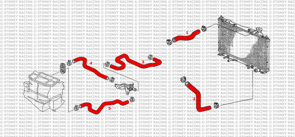 Honda Civic 1.6 EP2 Kit tubi silicone Radiator and Heater